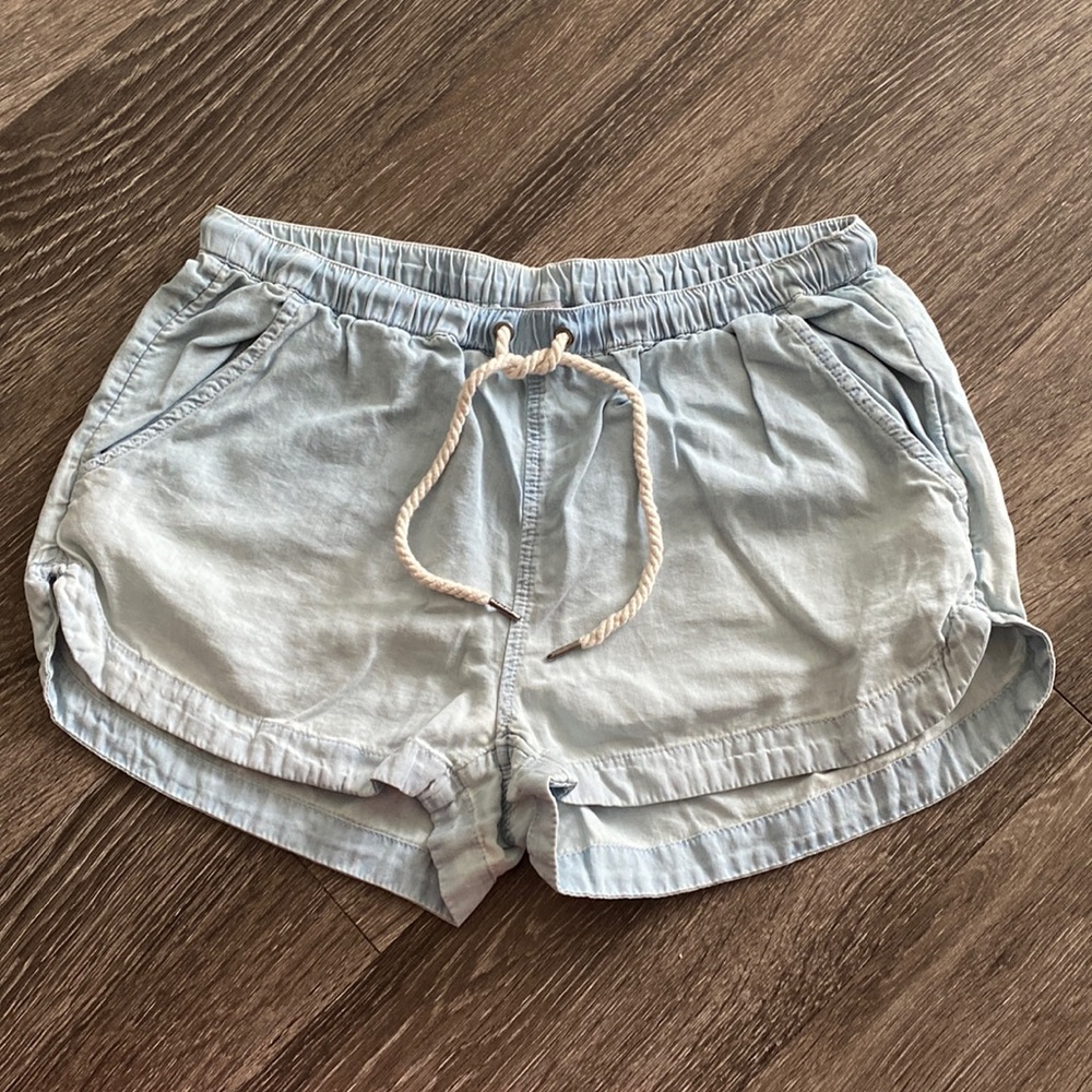 Soft Denim Shorts with Tie